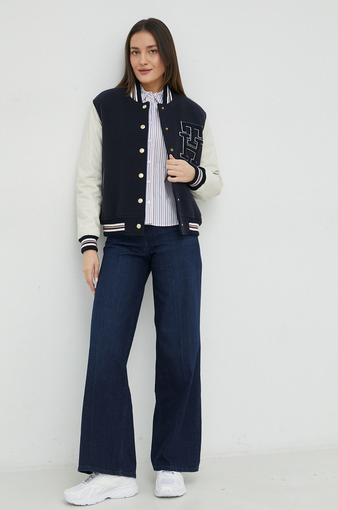 Vlněná bunda Tommy Hilfiger WW0WW37308.PPYX námořnická modř SS23