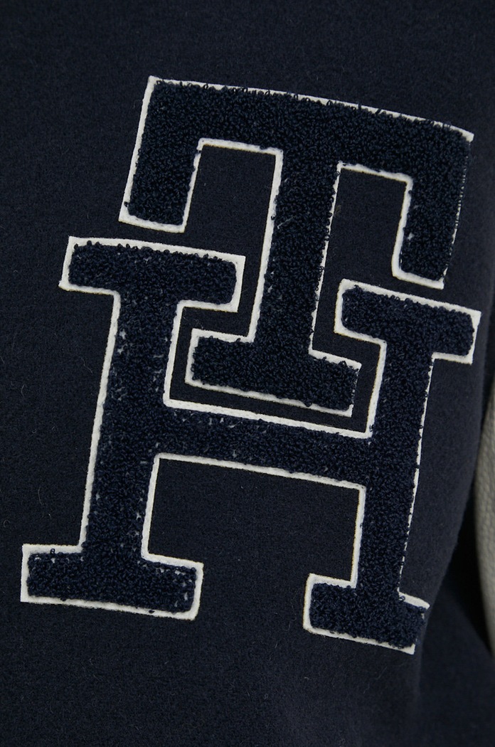 Vlněná bunda Tommy Hilfiger WW0WW37308.PPYX námořnická modř