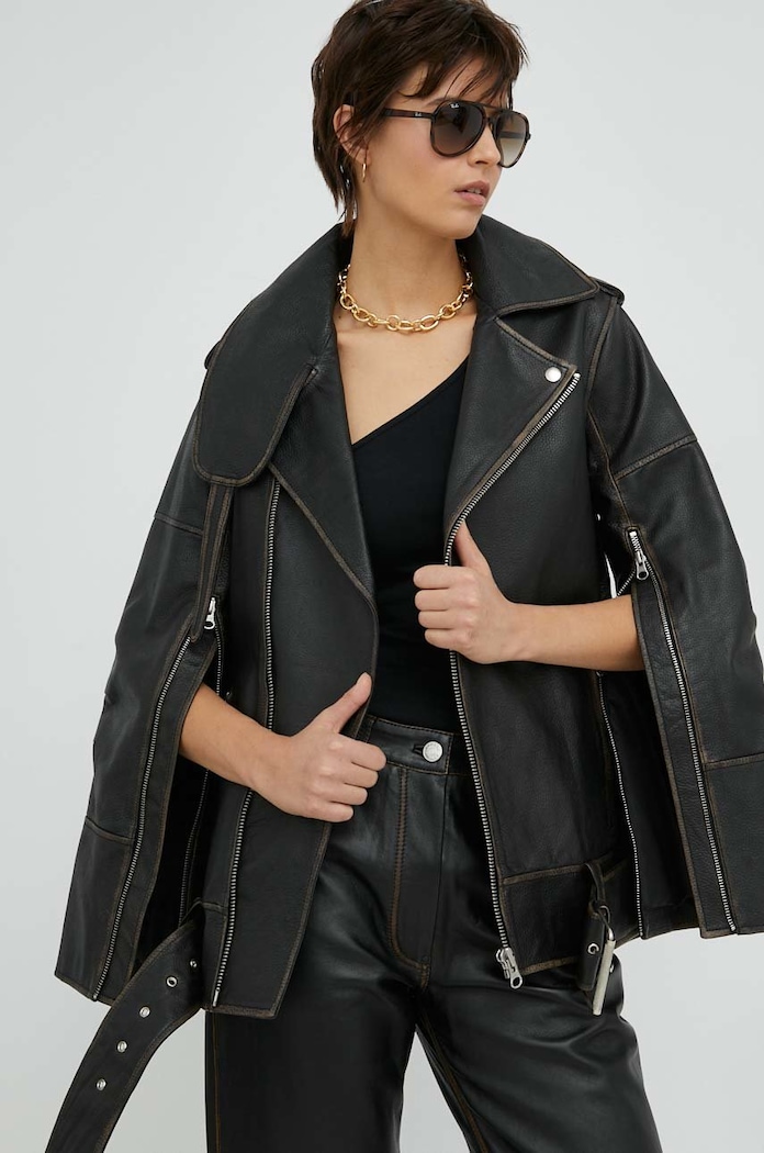 Δερμάτινο jacket By Malene Birger καφέ Q71742001Z