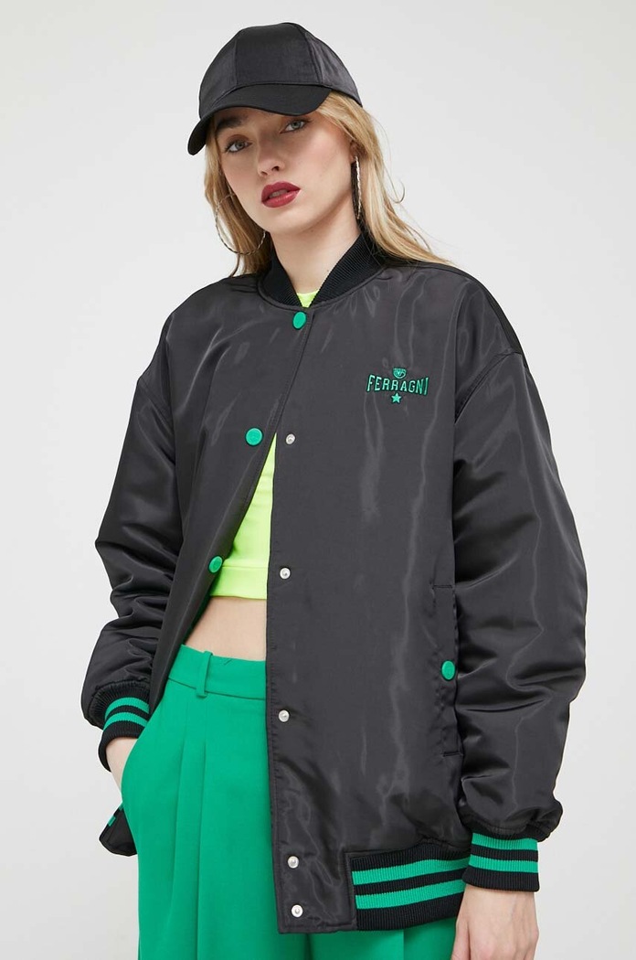Chiara Ferragni kurtka bomber Ferragni Stretch nieocieplane czarny 74CBSD01