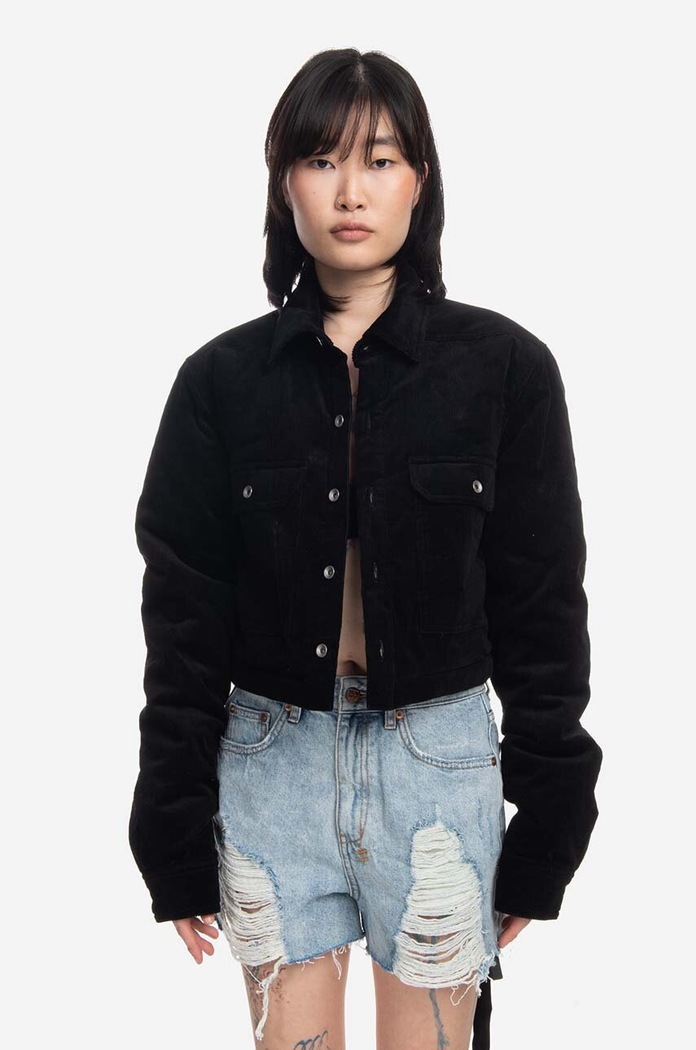 Rick Owens kurtka Cropped Outershirt bez kaptura czarny DS02B4706.VS.BLACK