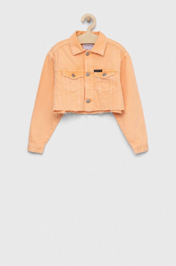 Calvin Klein Jeans kurtka jeansowa dziecięca bez kaptura pomarańczowy IG0IG01924.PPYX