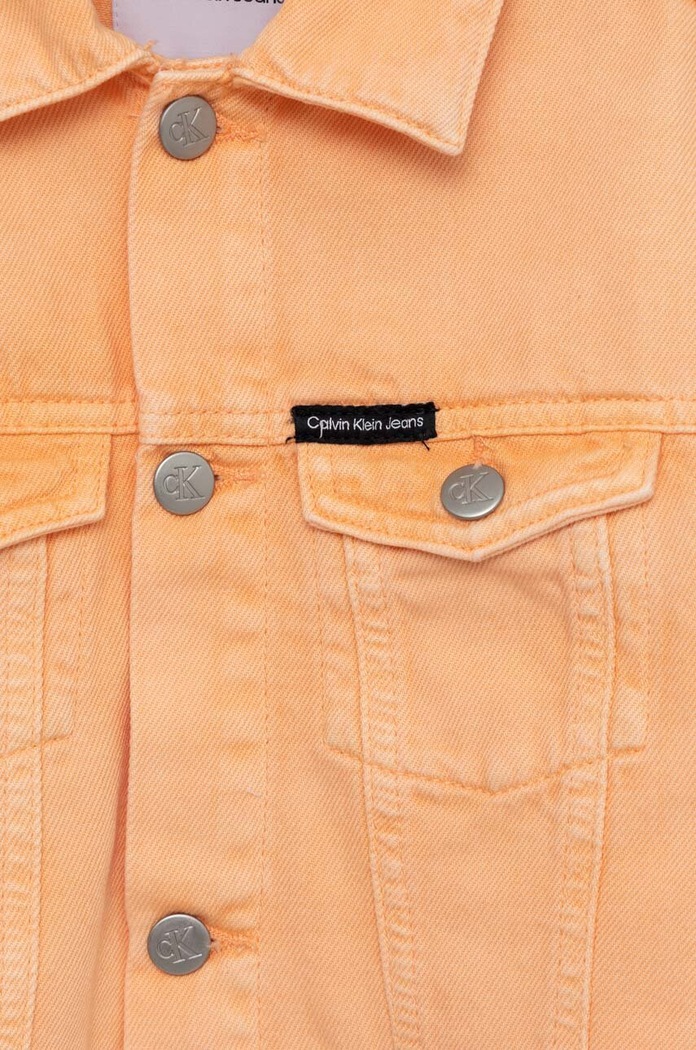 Dziewczynka Calvin Klein Jeans kurtka jeansowa dziecięca IG0IG01924.PPYX pomarańczowy