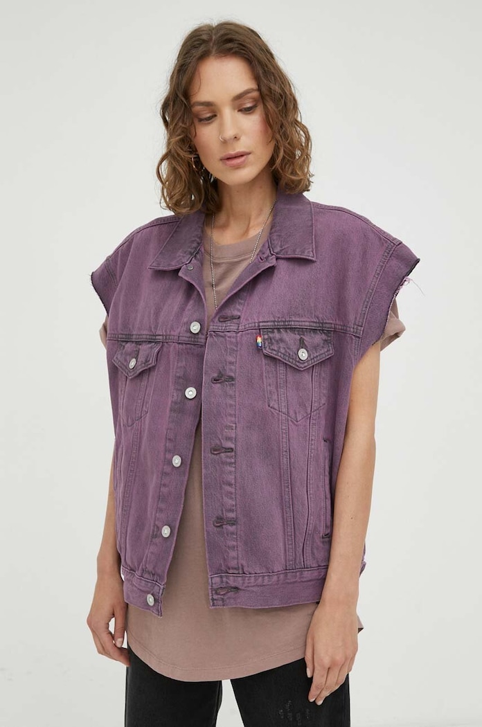 Levi's bezrękawnik jeansowy A5335.0000 fioletowy