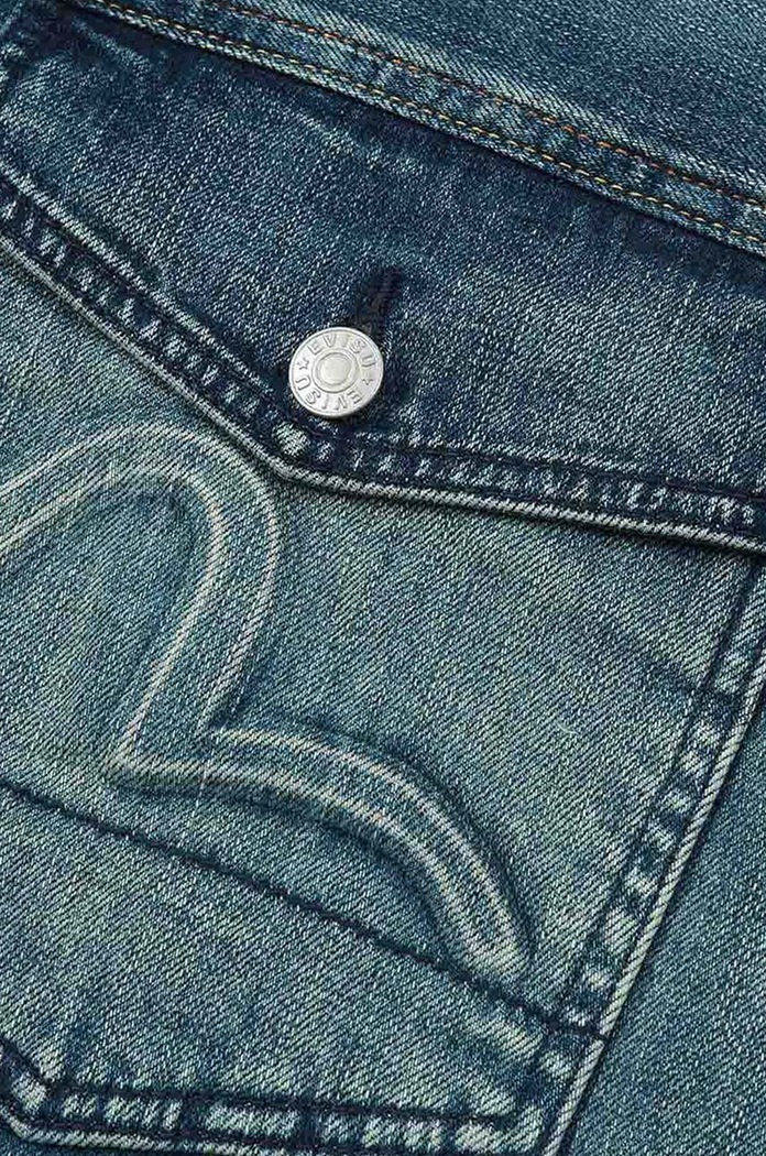 Džínová bunda Evisu Kamon Embossed Denim Jacket 2ESHTM3DJ710LFCS