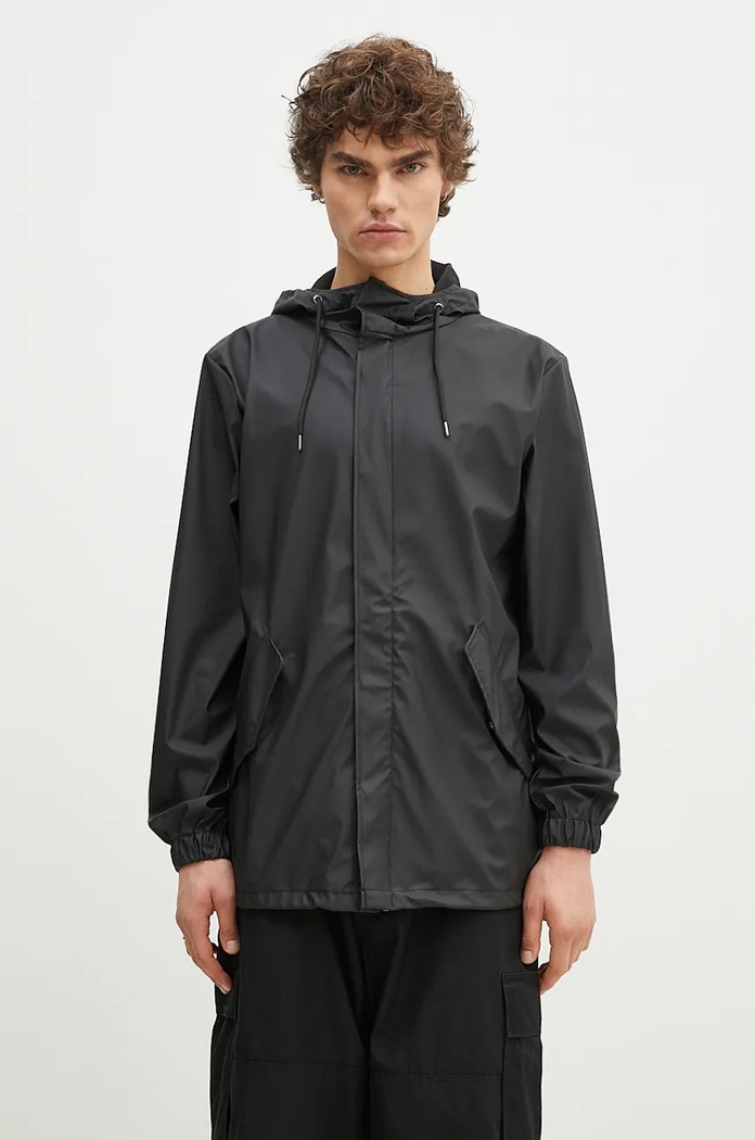 Rains giacca impermeabile 18010 Fishtail Jacket non isolato nero 18010.01