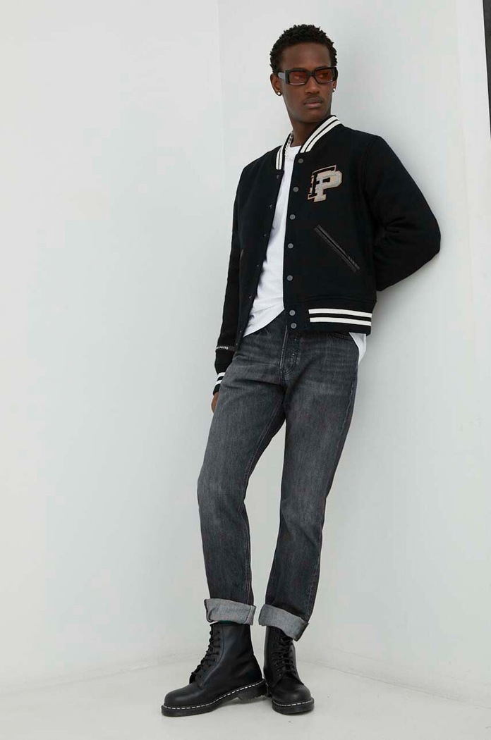 Filling Pieces giubbotto bomber in lana nero 81422201863
