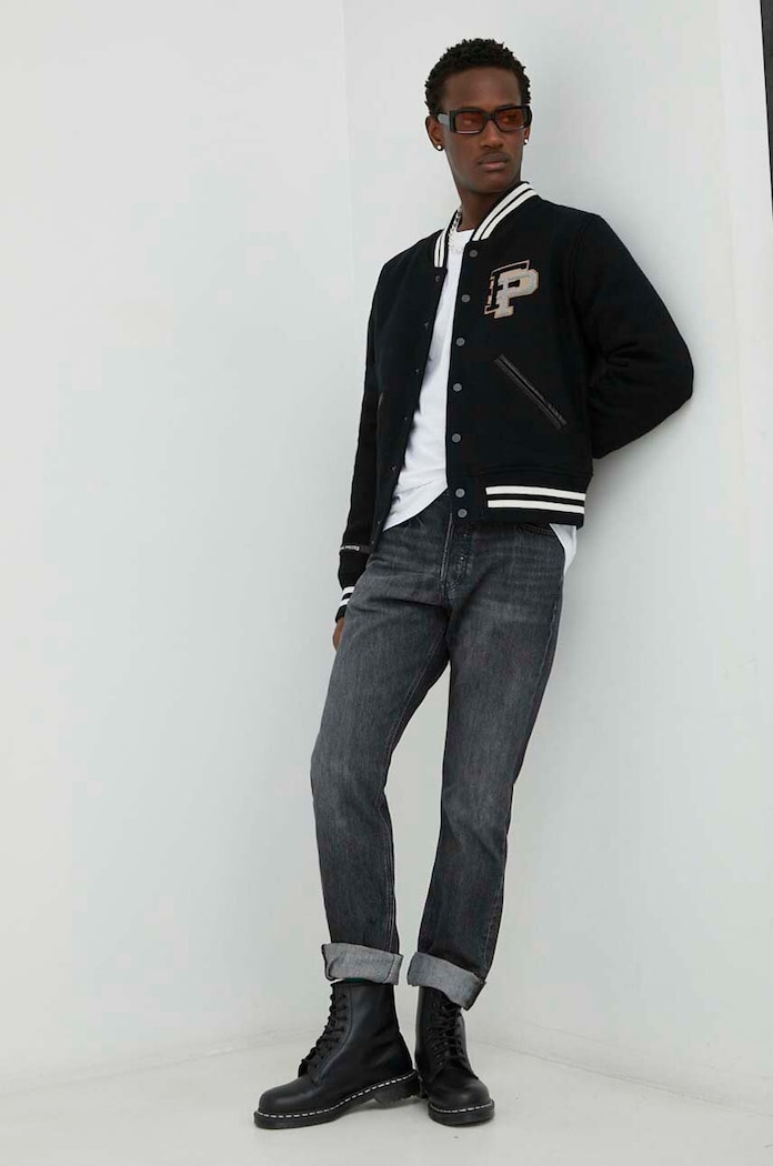 Filling Pieces giubbotto bomber in lana nero 81422201863