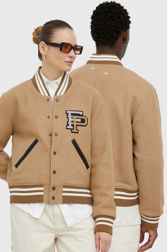Vlněná bomber bunda Filling Pieces Varsity Jacket přechodné hnědá 81422209985