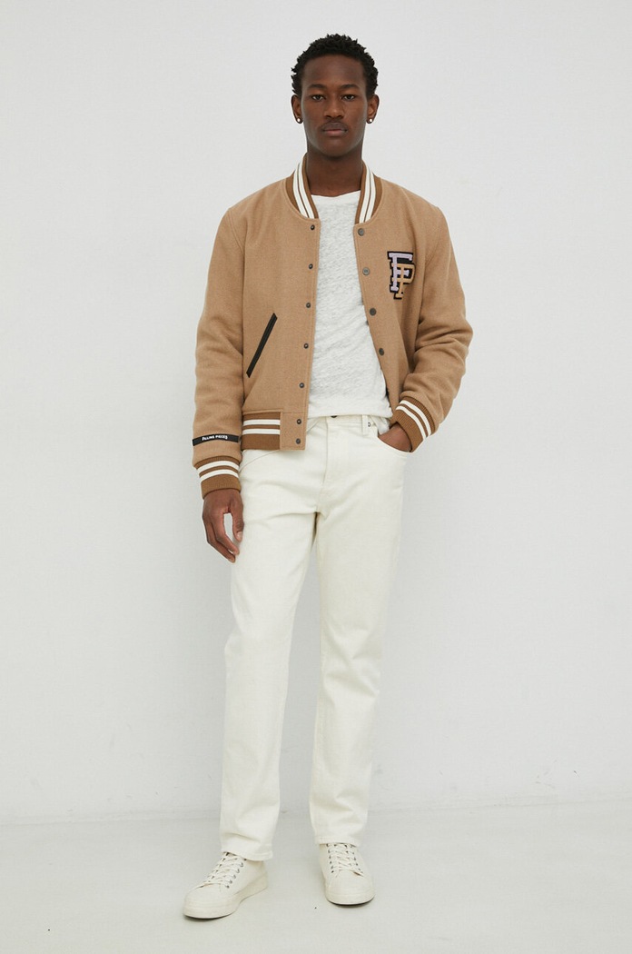 Vlněná bomber bunda Filling Pieces Varsity Jacket hnědá 81422209985
