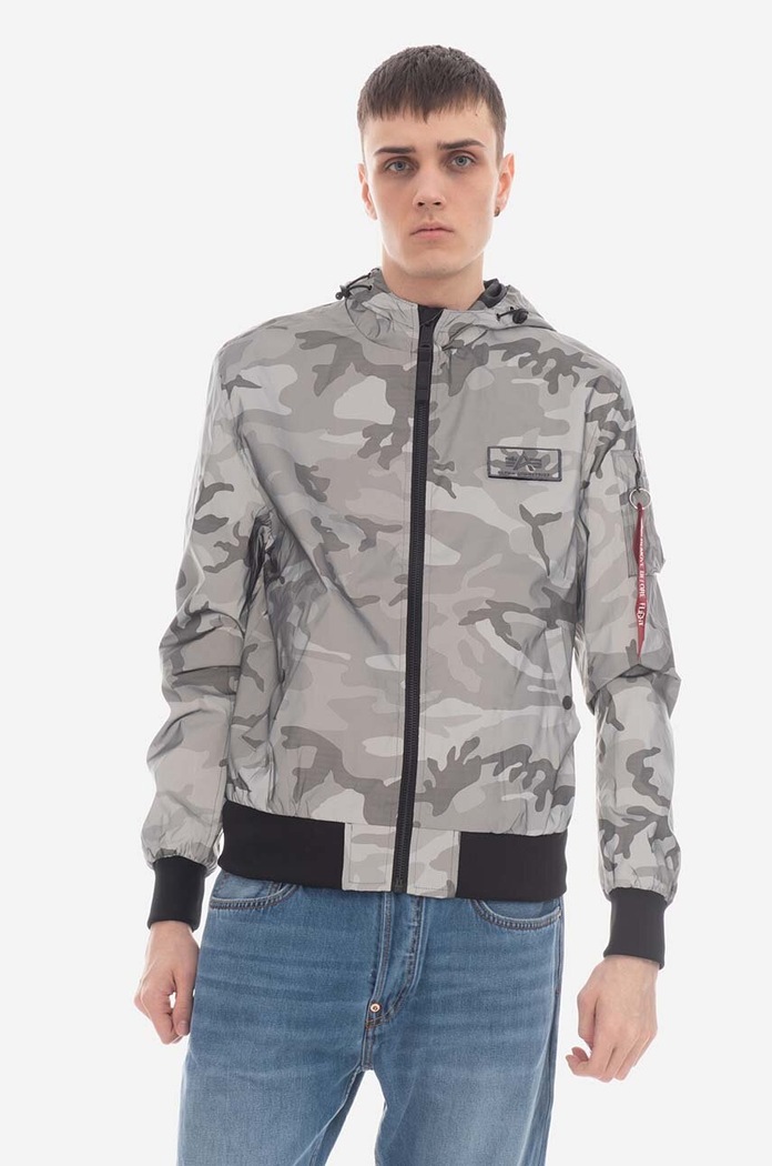 Bunda Alpha Industries MA-1 LW Hooded Refl. Camo 126138RC 125 nezateplené šedá 126138RC.125