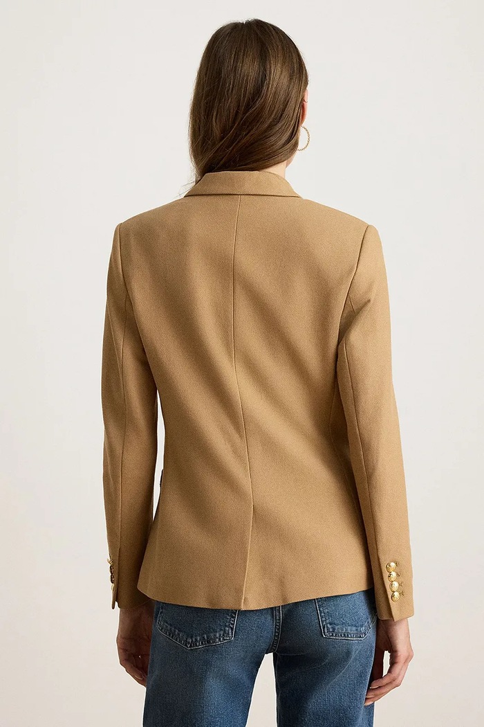 Lauren Ralph Lauren Marynarka jednorzędowa damska bawełniana z elastanem 200797305 brązowy SS26