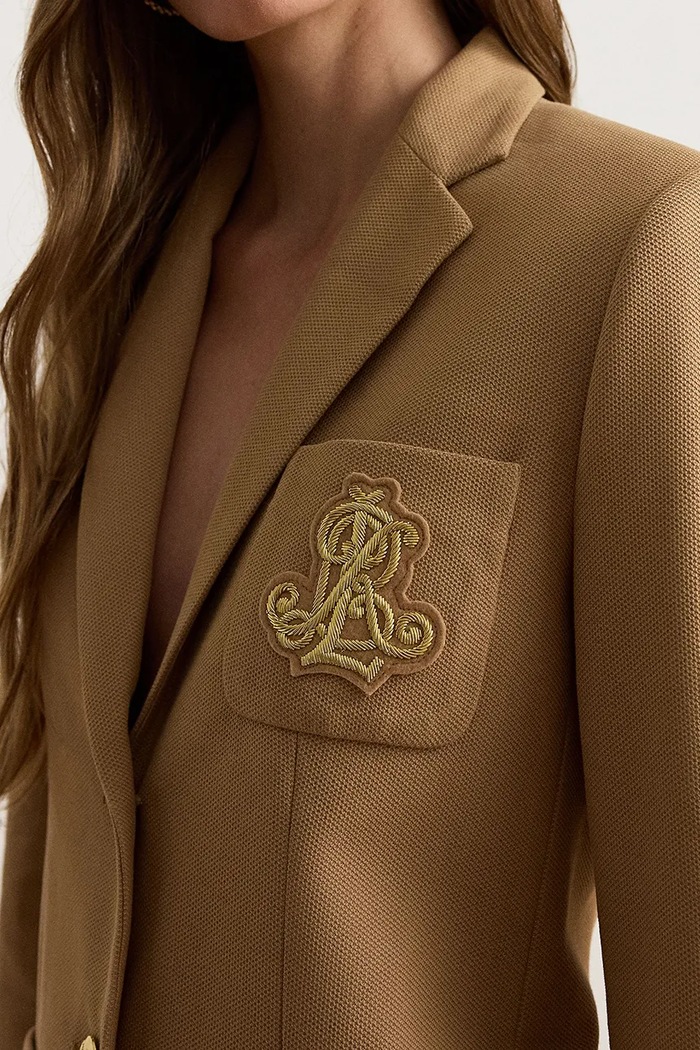 Lauren Ralph Lauren Jednoradové sako dámske bavlnené s elastanom 200797305 hnedá SS26