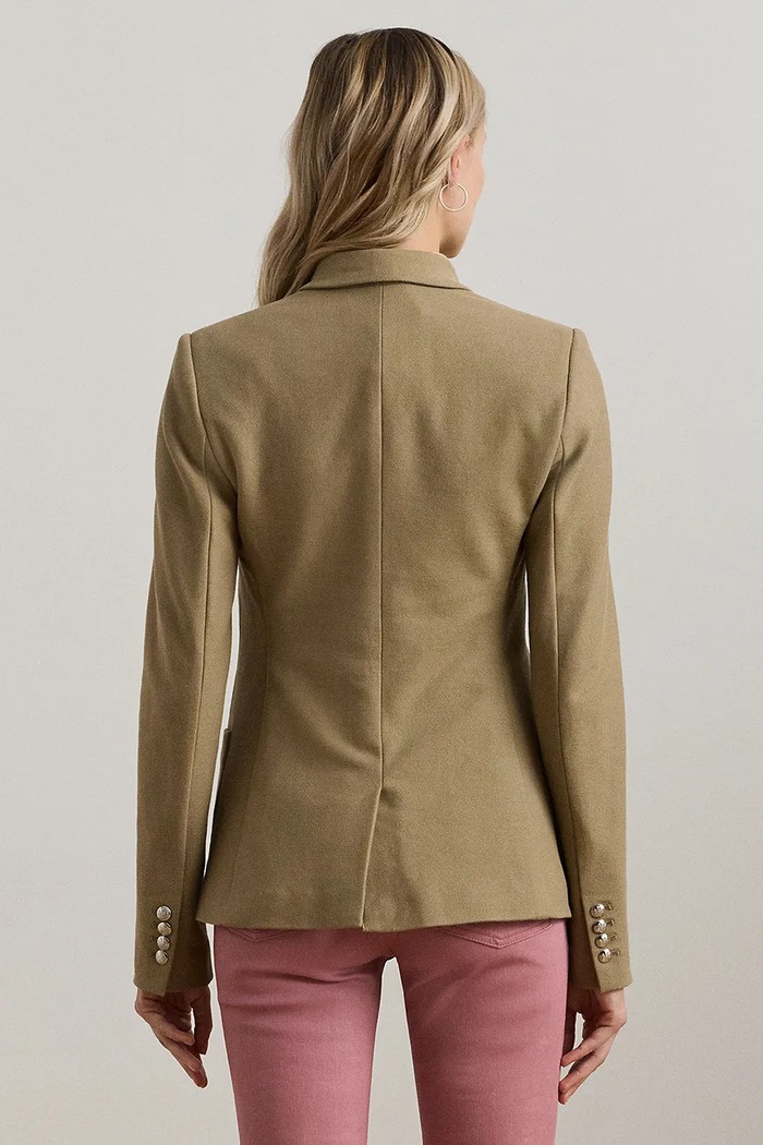 Lauren Ralph Lauren Μονόπετο σακάκι γυναικείο βαμβακερό με ελαστάν 200797305 καφέ SS26
