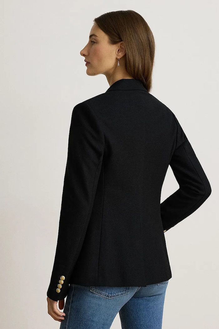 Lauren Ralph Lauren marynarka jednorzędowa damska bawełniana z elastanem 200797305 czarny SS26