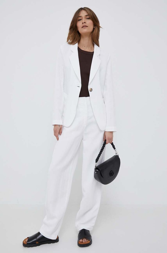 Emporio Armani marynarka z domieszką lnu 3R2G74.2NM8Z biały SS23