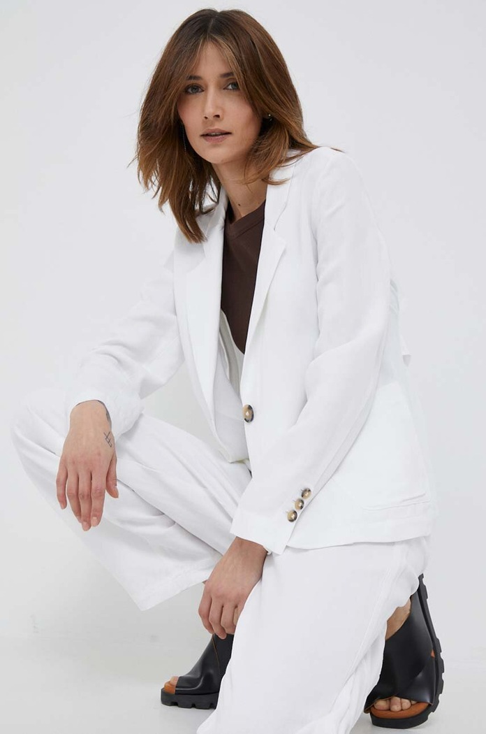 Emporio Armani marynarka z domieszką lnu biały 3R2G74.2NM8Z