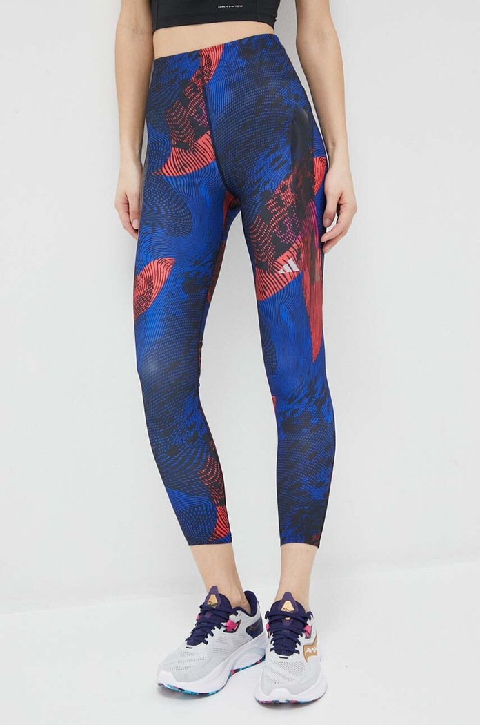 adidas Performance legginsy do biegania Adizero wzorzyste niebieski HS5433