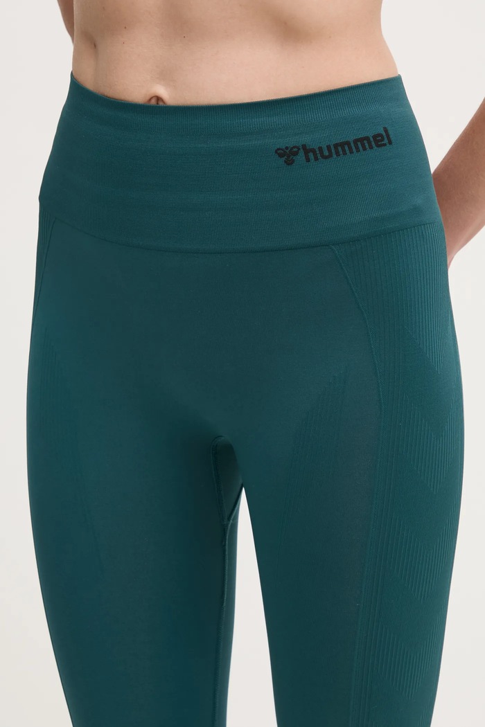 Hummel legginsy sportowe damskie hmlTIF SEAMLESS HIGH WAIST TIGHTS turkusowy 210492