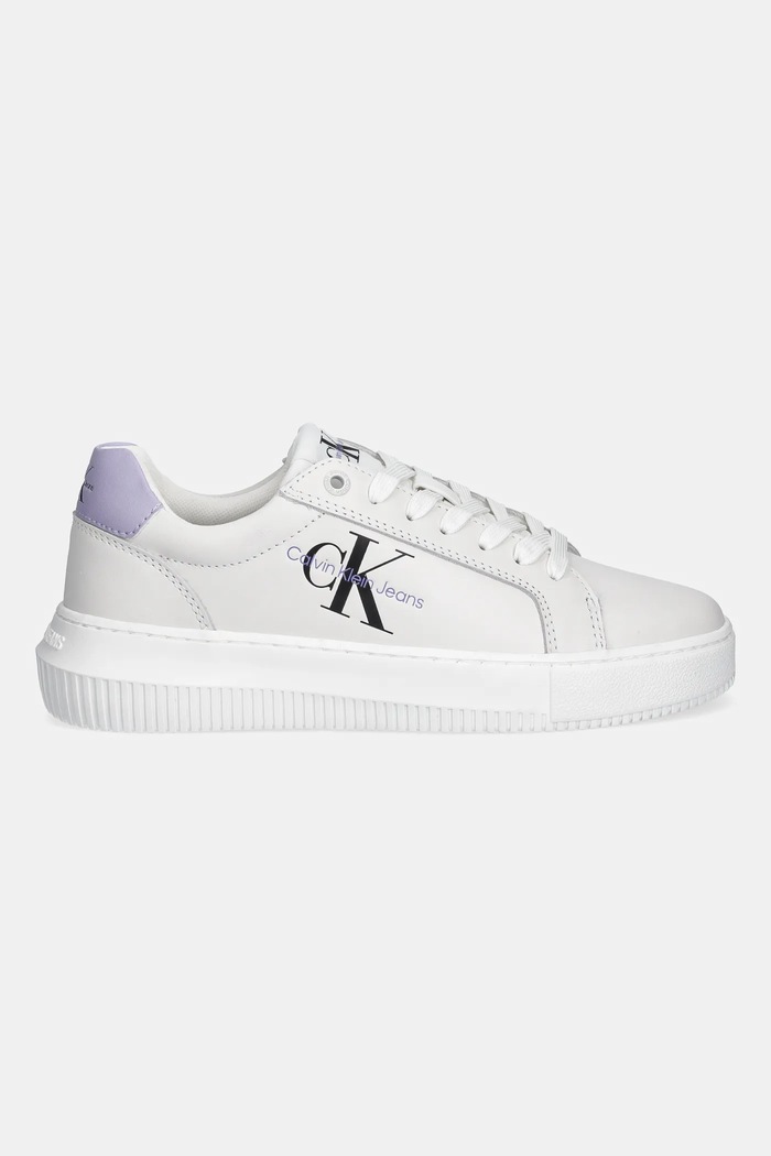 Calvin Klein Jeans sneakersy skórzane YW0YW00823 CHUNKY CUPSOLE MONOLOGO W YW0YW00823 biały AW24