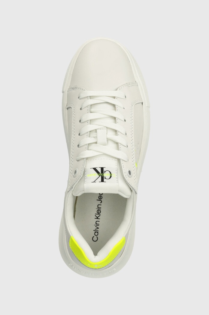 Kožne tenisice Calvin Klein Jeans YW0YW00823 CHUNKY CUPSOLE MONOLOGO W MONO LTH WN bijela YW0YW00823