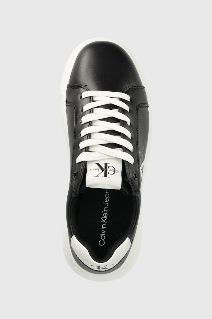 Δερμάτινα sneakers Calvin Klein Jeans YW0YW00823 CHUNKY CUPSOLE MONOLOGO W CHUNKY CUPSOLE MONO LTH WN μαύρο YW0YW00823