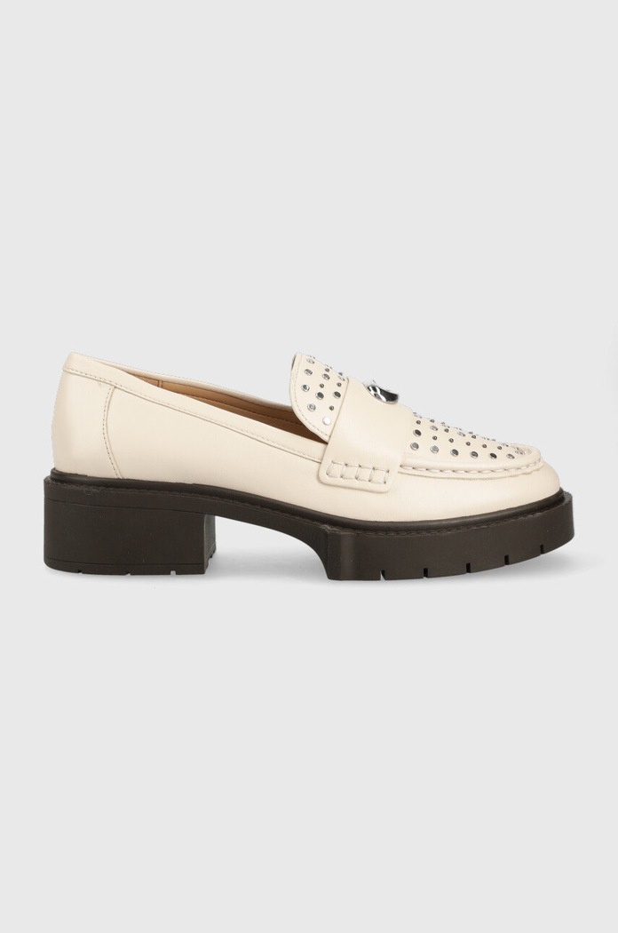 Usnjeni mokasini Coach Ce309 Leela Stud Leather Platforma bež CE309.CHK