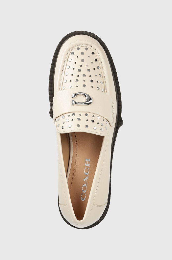Usnjeni mokasini Coach Ce309 Leela Stud Leather bež CE309.CHK