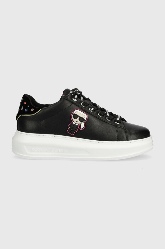 Kožené tenisky Karl Lagerfeld KL62547 KAPRI platforma čierna KL62547.000