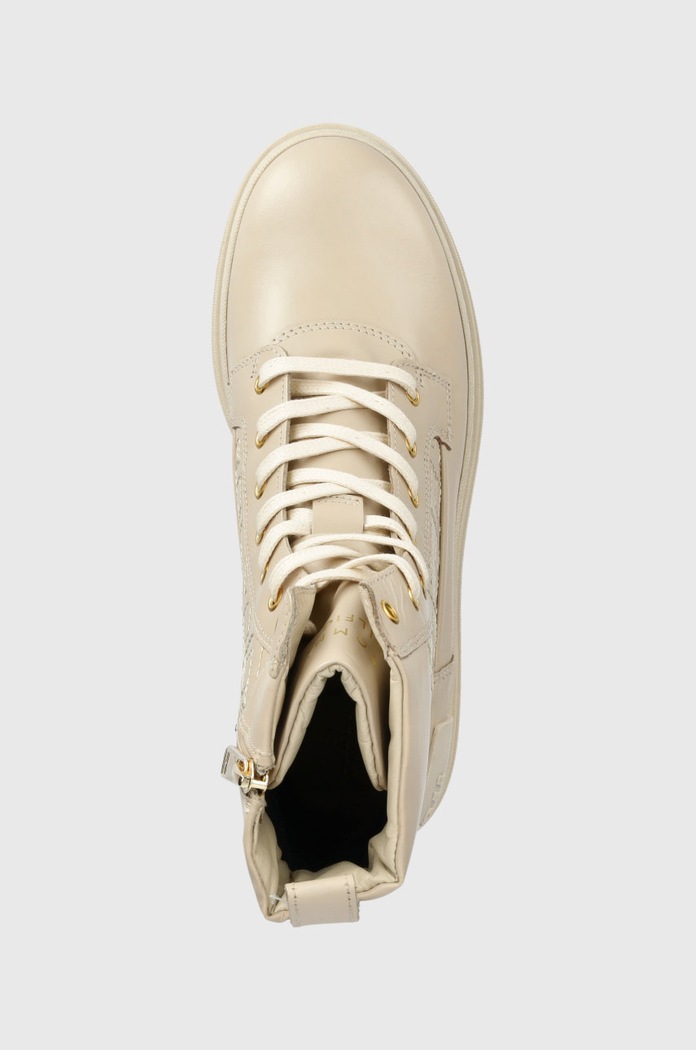 Tommy Hilfiger botki skórzane FW0FW06849 LACE UP ZIP BOOT MONOGRAM beżowy FW0FW06849