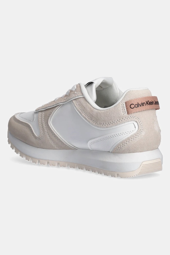 Boty Kožené sneakers boty Calvin Klein Jeans TOOTHY RUNNER IRREGULAR LINES W YW0YW00934 béžová