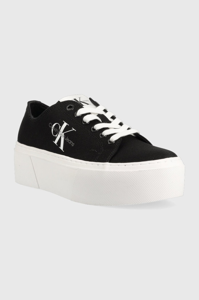 Tenisky Calvin Klein Jeans FLATFORM+ CUPSOLE LOW TXT YW0YW01033 černá SS25
