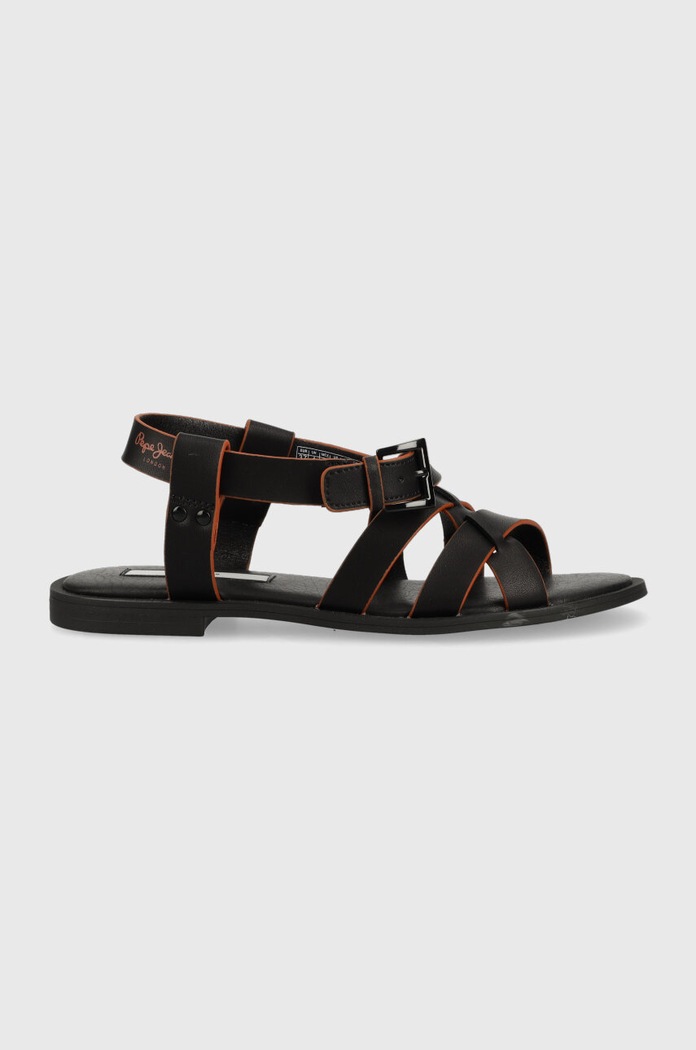 Sandály Pepe Jeans HAYES imitace kůže černá PLS90573