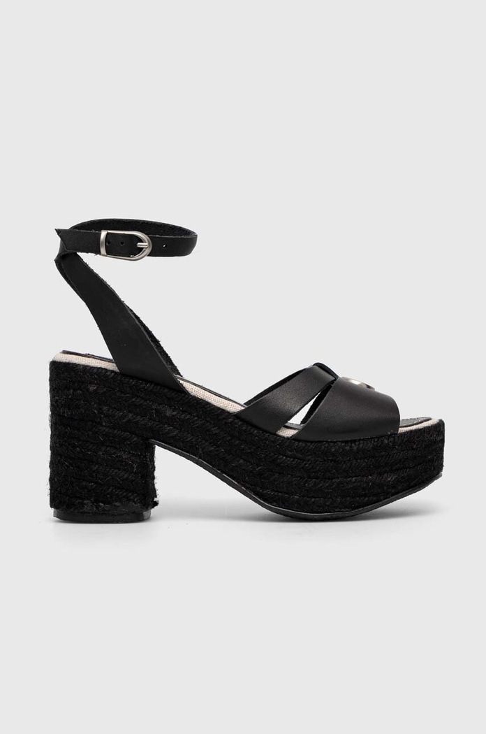 Kožne sandale Pepe Jeans TAFFY široka potpetica crna PLS90602