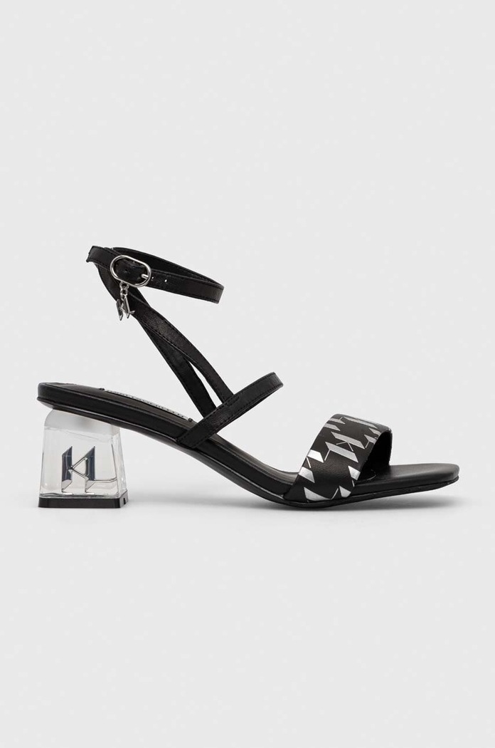 Karl Lagerfeld sandały skórzane ICE BLOK słupek czarny KL33610.000