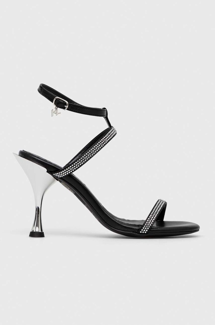 Karl Lagerfeld bőr szandál PANACHE HI tűsarok fekete KL30829.S00