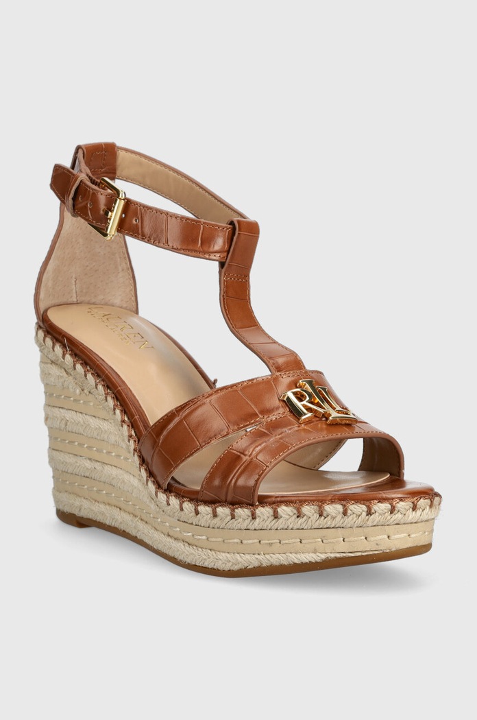 Δερμάτινα πέδιλα Lauren Ralph Lauren Hale II 802901589008.HONEY καφέ SS23