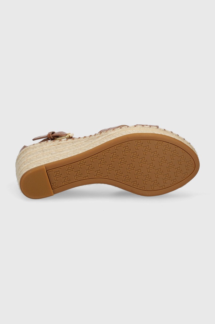 Δερμάτινα πέδιλα Lauren Ralph Lauren Hale II 802901589008.HONEY καφέ