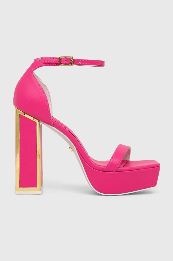 Δερμάτινα πέδιλα Kat Maconie Missy χοντρό τακούνι ροζ MISSY.FUSCHIA