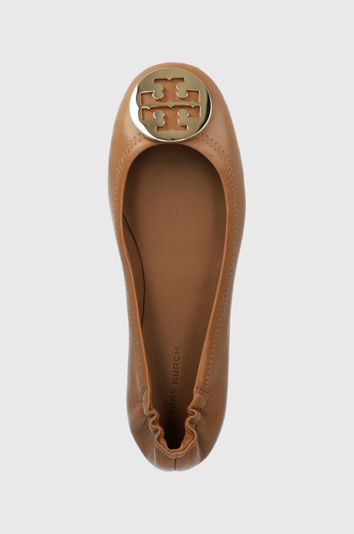 Kožené baleríny Tory Burch Minnie Travel Ballet hnědá 50393.232.N
