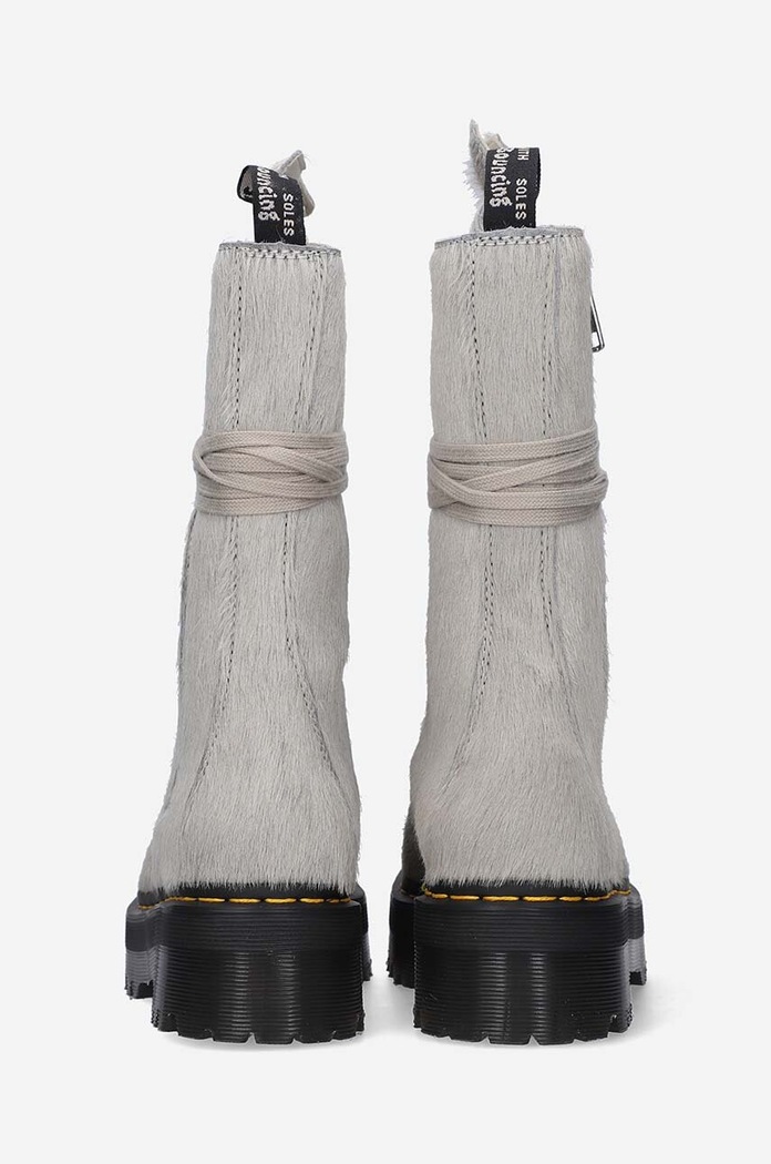 Rick Owens stivali da motociclista in camoscio Fur Boots x Dr. Martens DW02B3801.0049.PEARL