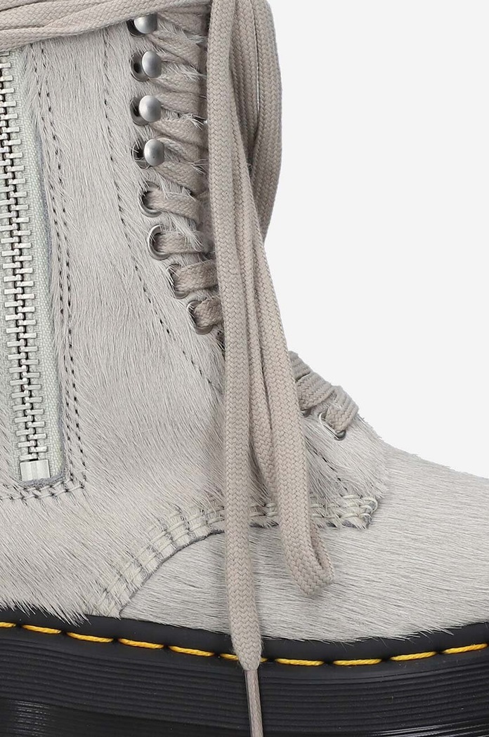 Rick Owens stivali da motociclista in camoscio Fur Boots x Dr. Martens DW02B3801.0049.PEARL