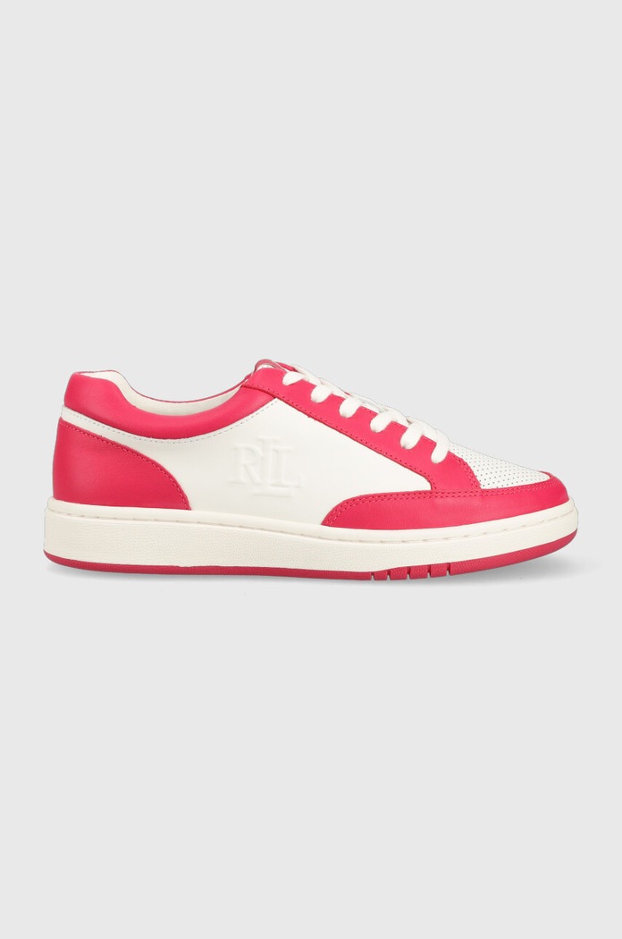 Kožené tenisky Lauren Ralph Lauren HAILEY II plochá ružová 802904469004.100