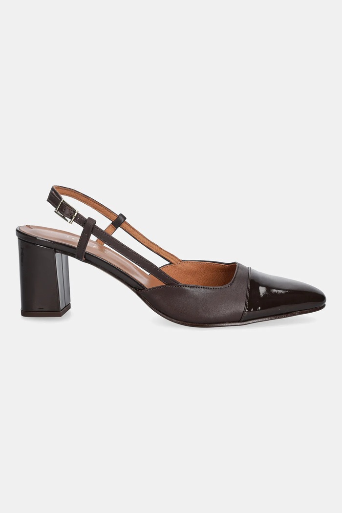 Jonak czółenka skórzane DHAPOP VERNIS/CUIR 3300259 brązowy AW25