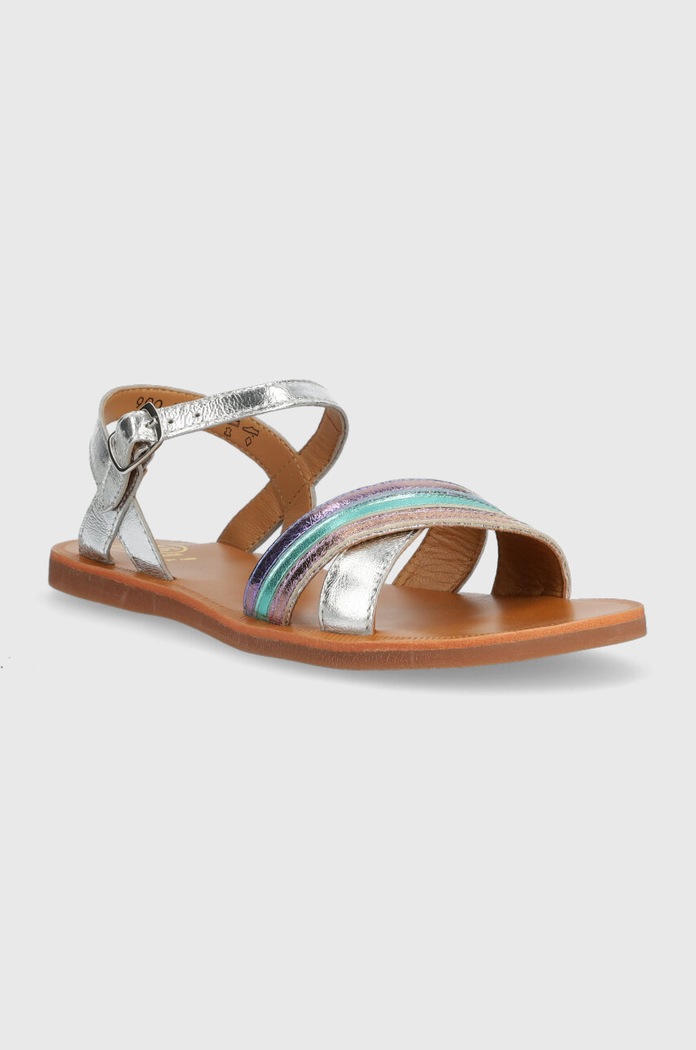Pom D'api Sandale din piele pentru copii O1GOAM0401.35.36 argintiu SS23