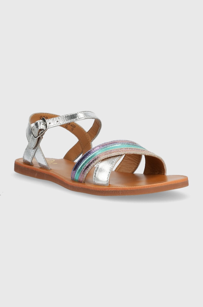Pom D'api Sandale din piele pentru copii O1GOAM0401.35.36 argintiu SS23