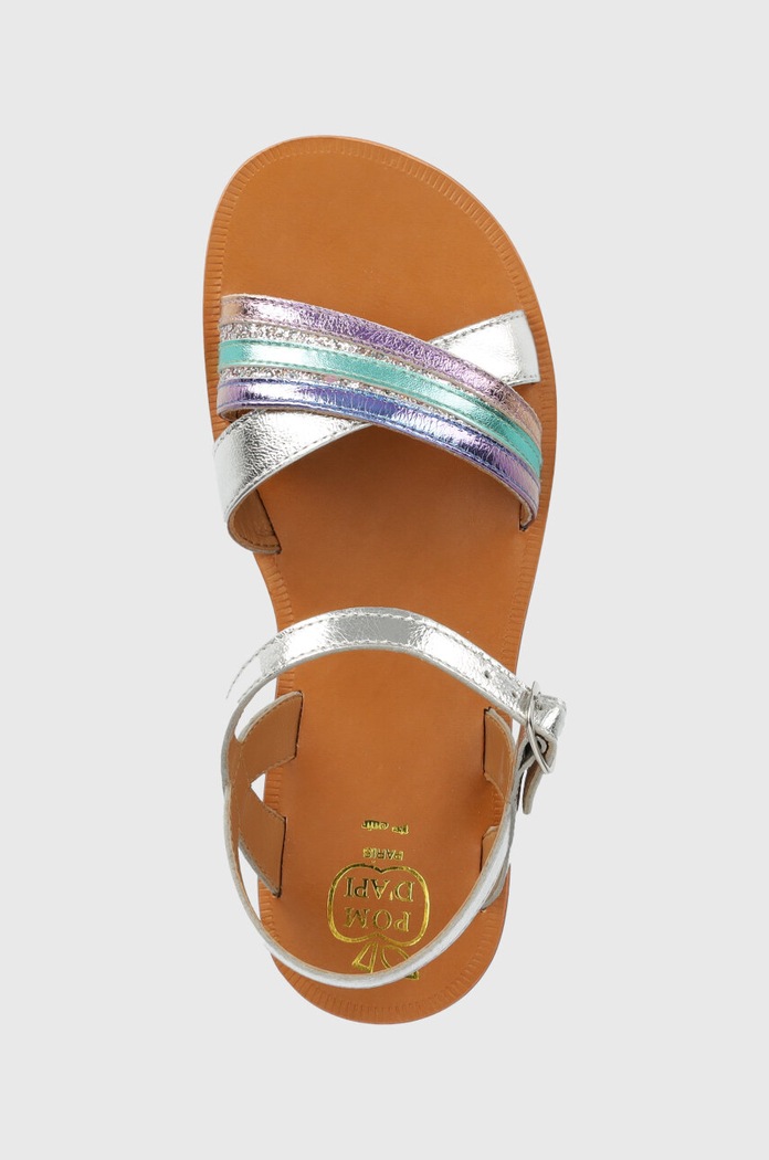 Sandale din piele pentru copii Pom D'api O1GOAM0401.35.36 argintiu