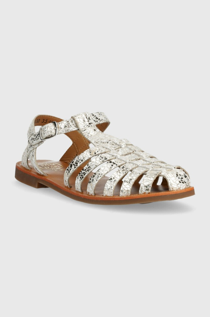 Παιδικά δερμάτινα σανδάλια Calvin Klein O1LAAJ0403.35.38 ασημί SS23