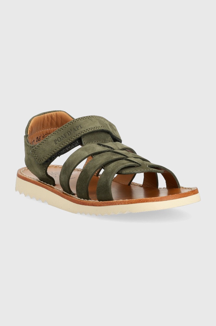 Pom D'api sandale din piele intoarsa pentru copii O1ECAC0403.28.30 verde SS23
