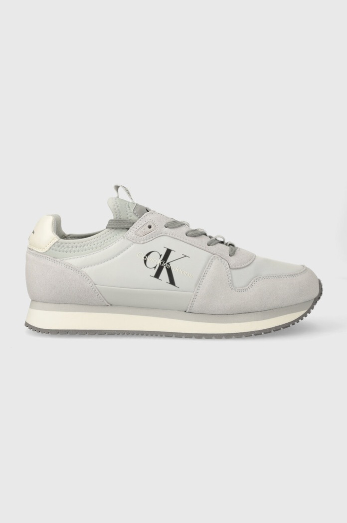 Tenisky Calvin Klein Jeans RUNNER SOCK LACEUP NY-LTH semišová kůže šedá YM0YM00553